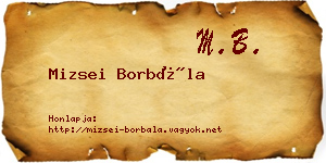 Mizsei Borbála névjegykártya